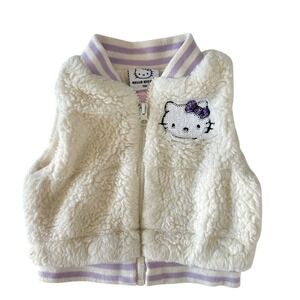 Hello Kitty Vest 18M White‎ Cream Sherpa Fleece Sequin Toddler Girl Jacket